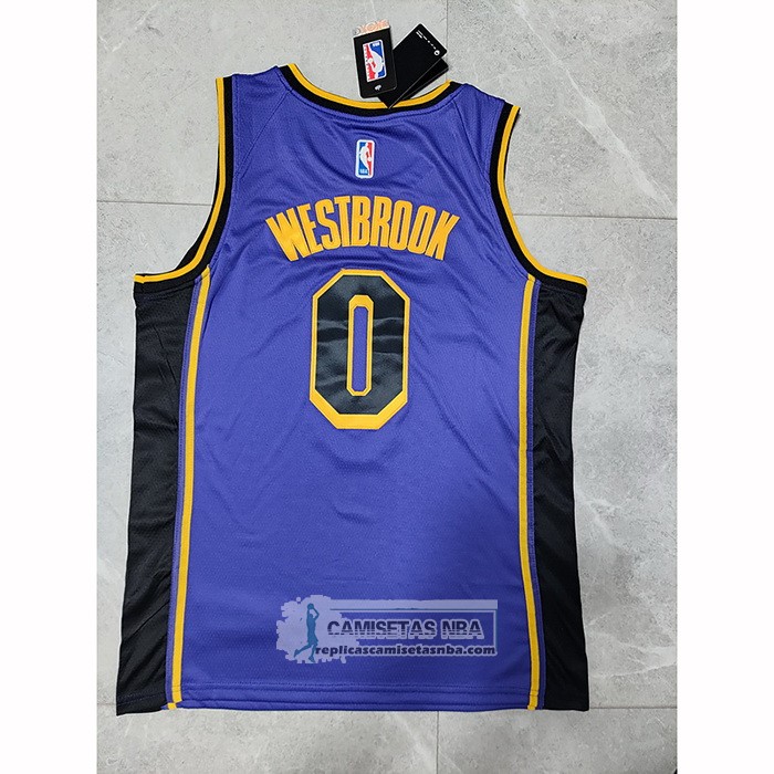 Camiseta Los Angeles Lakers Russell Westbrook NO 0 Statement 2022-23 Violeta